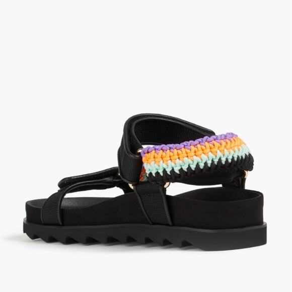 NEW Sandro Paris Black Crochet Shell Platform Sport Sandals Noir Leather EU 37 - Picture 3 of 16